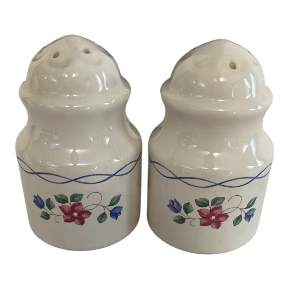 Pfaltzgraff Bonnie Brae Salt and Pepper Shakers – Vintage Floral Stoneware – 4”